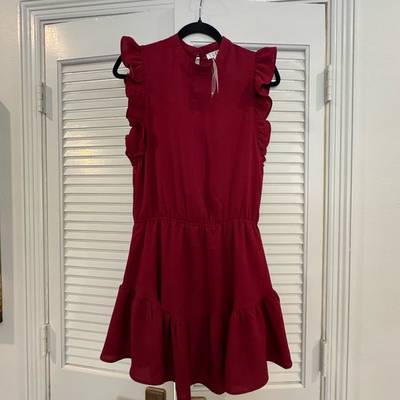 TCEC Dresses & Skirts - TCEC Burgundy Ruffle Mini Dress